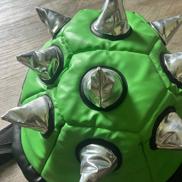 USED Green Silver 3D Spiked Bowser Backpack : PLEASE READ DESCRIPTION - Picture 2 of 9